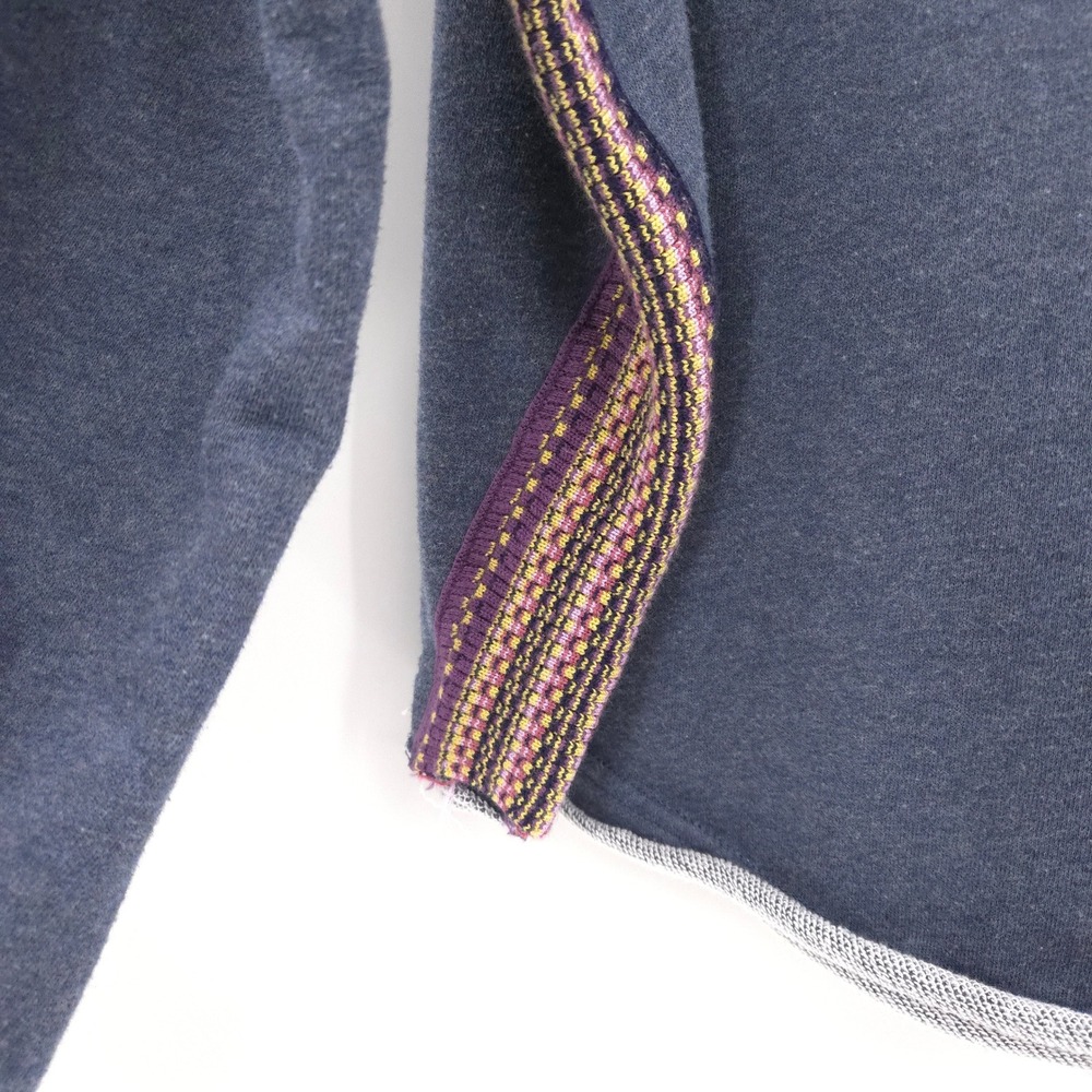 Natural Life Knit Trim Sweatshirt Women S/M Blue Boho Raw Edge Top Cozy - Picture 3 of 8